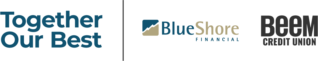 Logos of Blueshore Financial and Coastal Community